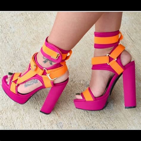 pink and orange high heels.